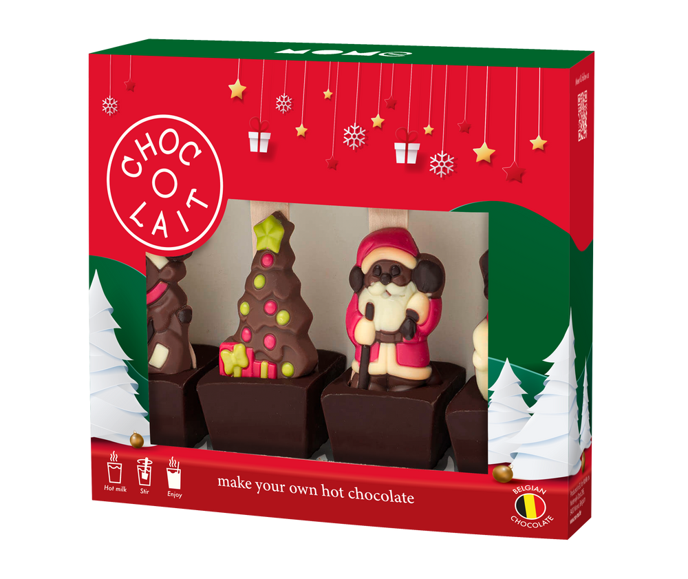 Choc-o-lait 4-pack with DARK chocolate ganache and Christmas decoration