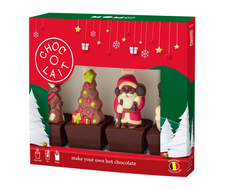Choc-o-lait 4-pack with MILK chocolate ganache and Christmas decoration